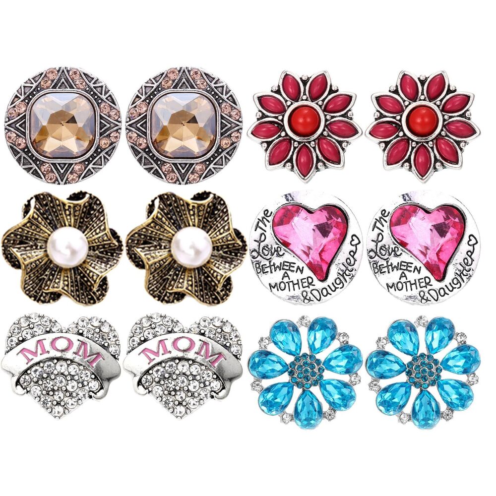 2550 6 Style of 12pcs Rhinestones Snaps Jewelry Charms Ginger Buttons